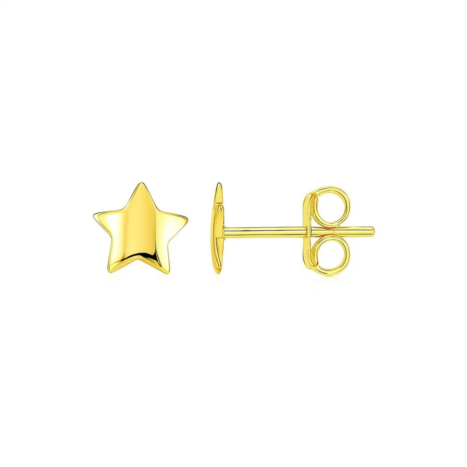 14k Yellow Gold Post Earrings with Stars(6.5mm) in a sleek high-contrast midnight luxury editorial style